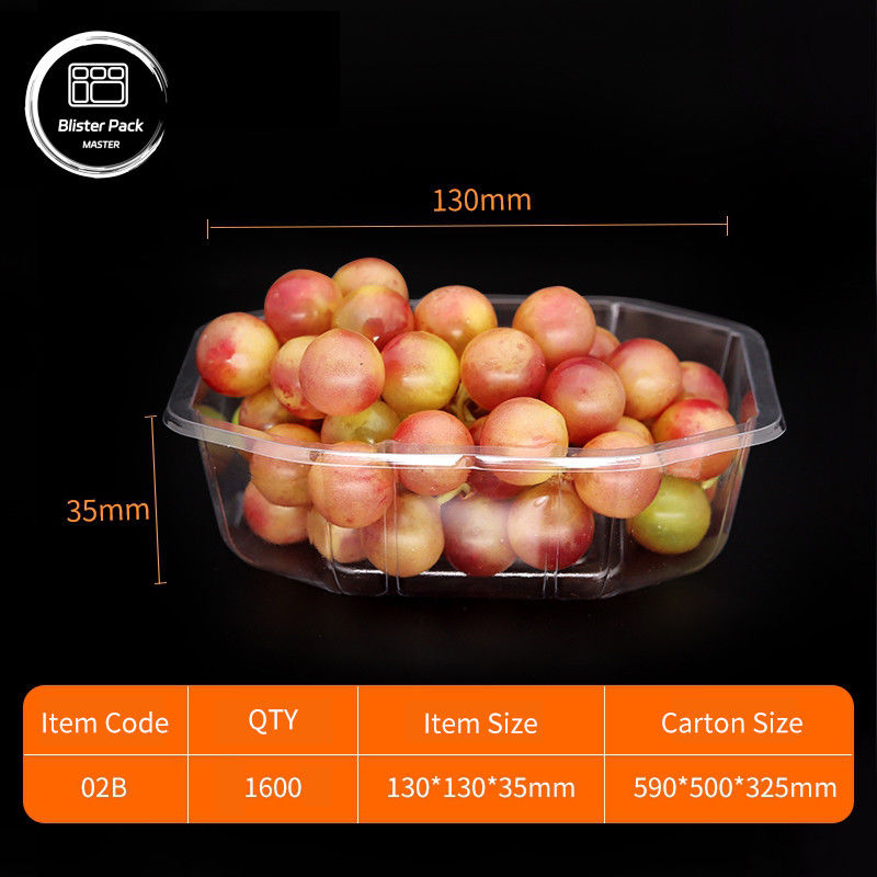 Transparante PET-containers voor fruit met eenmalige plastic dozen met deksels voor Litchi en druivenverpakkingen
