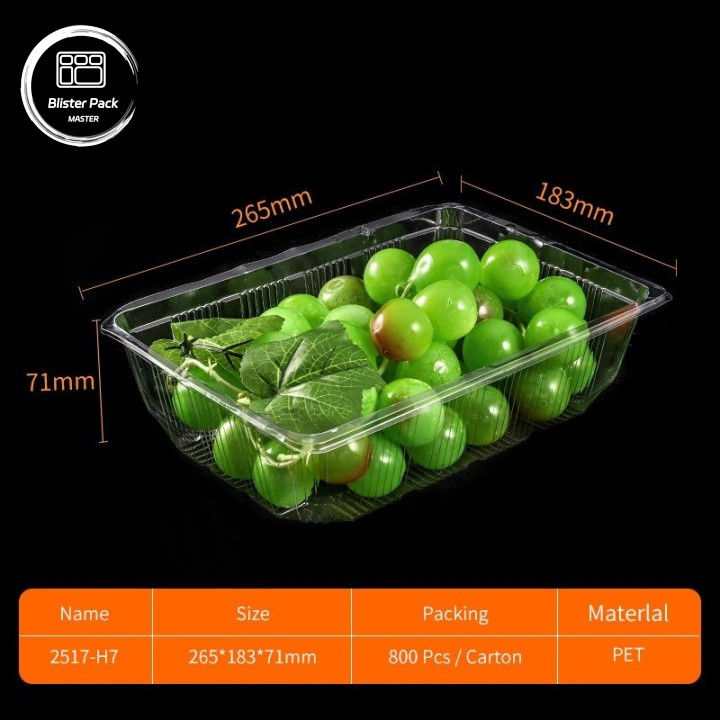 Transparante PET-containers voor fruit met eenmalige plastic dozen met deksels voor Litchi en druivenverpakkingen