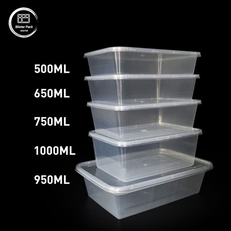 Rectangular PP wegwerp plastic voedselverpakkingen veelzijdige maten van 500 ml tot 1000 ml