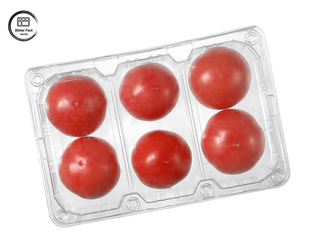 Eenmalige Blister Tomato Eenmalige Fruit Container 6 Stuks Rechthoekig Plastic Voor Verpakking