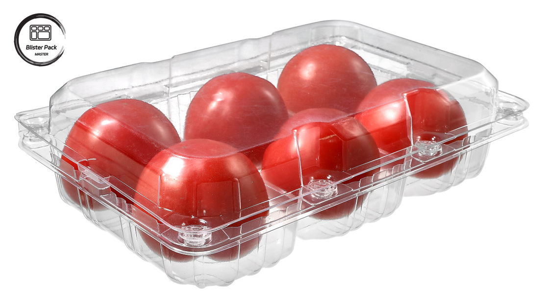 Eenmalige Blister Tomato Eenmalige Fruit Container 6 Stuks Rechthoekig Plastic Voor Verpakking