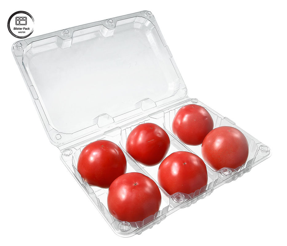 Eenmalige Blister Tomato Eenmalige Fruit Container 6 Stuks Rechthoekig Plastic Voor Verpakking
