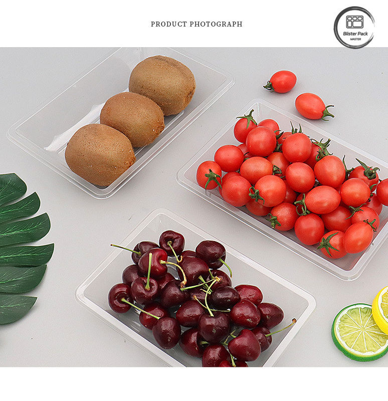 Transparante wegwerpbak voor groenten en fruit Platte plastic verpakking voor verse producten