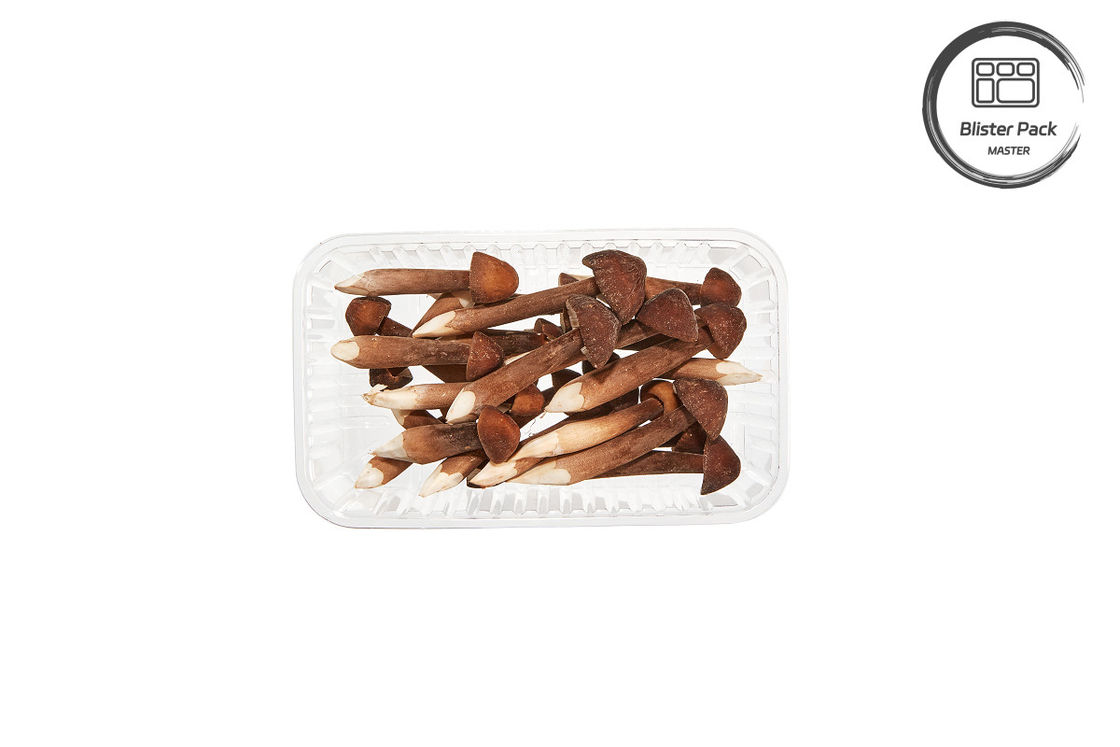 Op maat gemaakte wegwerpplastic paddenstoelpunnet blaasjes fruit en groentenbakken