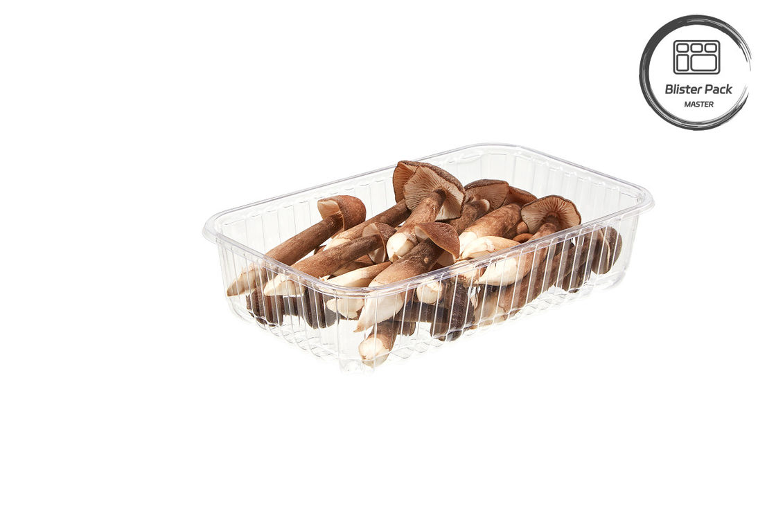 Op maat gemaakte wegwerpplastic paddenstoelpunnet blaasjes fruit en groentenbakken