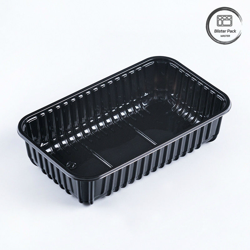 Supermarkt Chili Wegwerp plastic bak Diep rechthoekig Fruit Zwarte containers Groenten Vers Verpakking Voedselbak