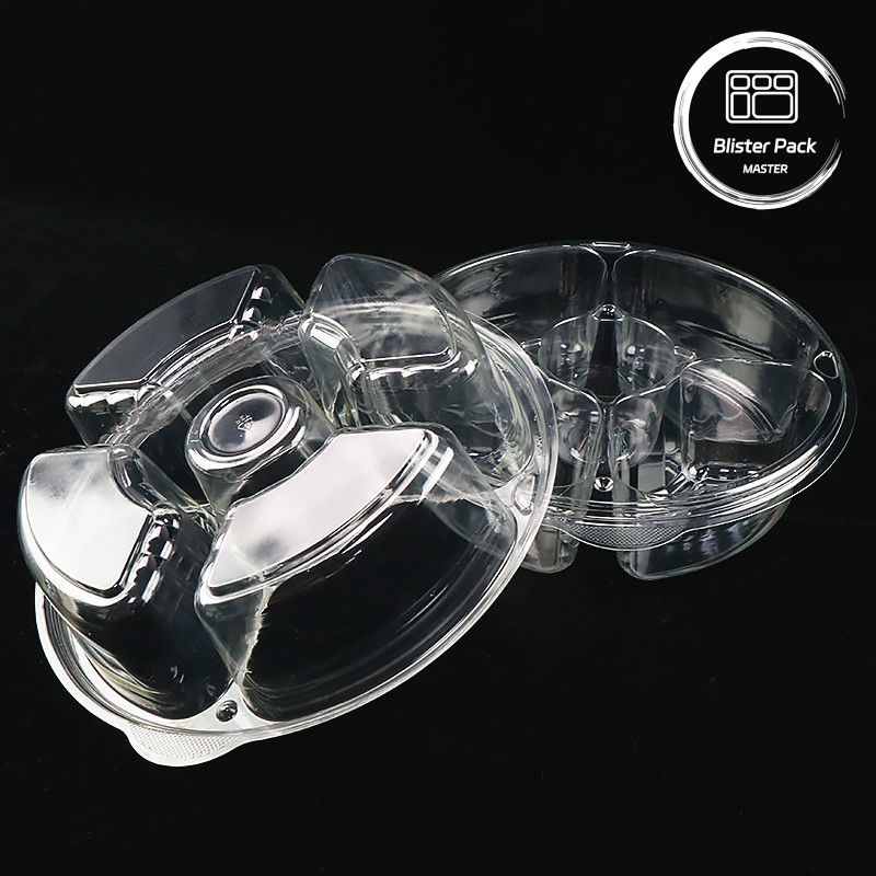 Afdeling 5 Ronde serveertas met deksel Plastic platenbakken voor supermarkt groente display