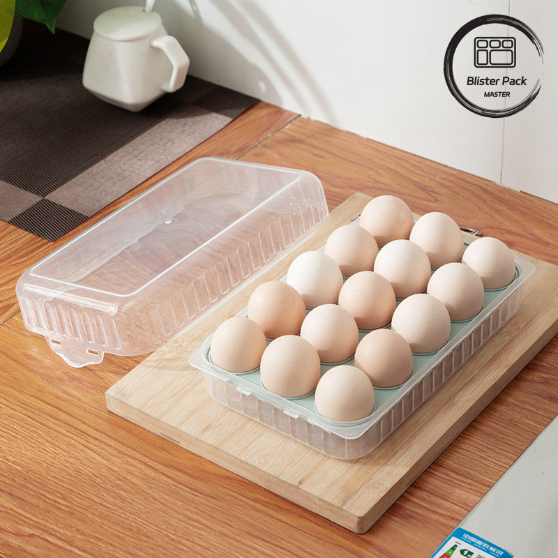Stapelbare transparante plastic eihouder met deksel 10/15 roosters Koelkast Veilig plastic containers voor de keuken