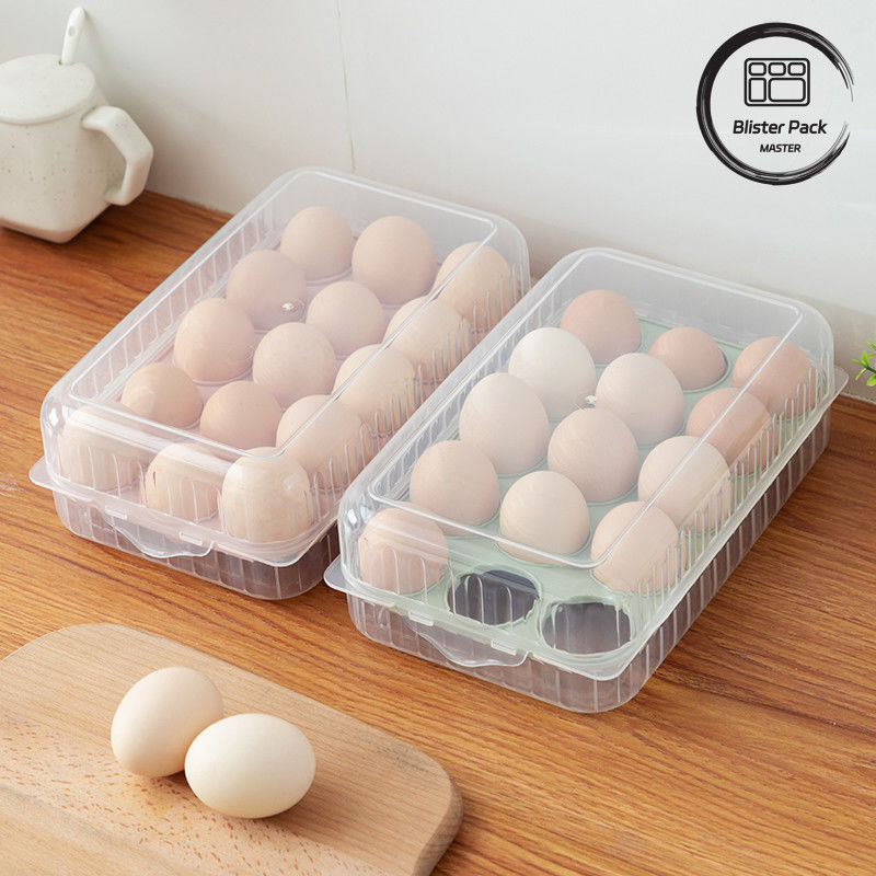 Stapelbare transparante plastic eihouder met deksel 10/15 roosters Koelkast Veilig plastic containers voor de keuken