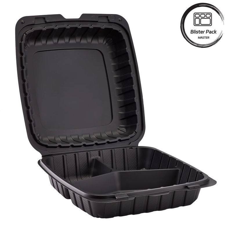 3 Compartiment Thermoforming Plastic Take Out Container Vierkante voor Fast Food / Warme maaltijden