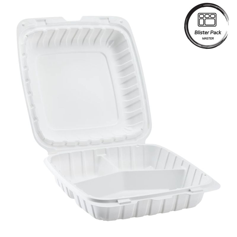 3 Compartiment Thermoforming Plastic Take Out Container Vierkante voor Fast Food / Warme maaltijden