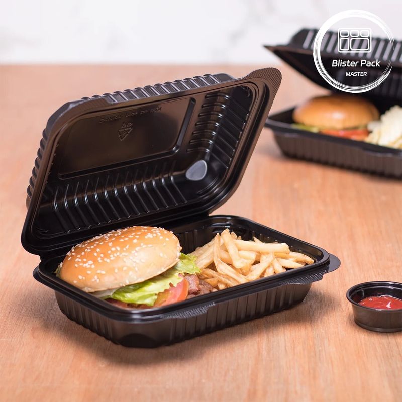 3 Compartiment Thermoforming Plastic Take Out Container Vierkante voor Fast Food / Warme maaltijden