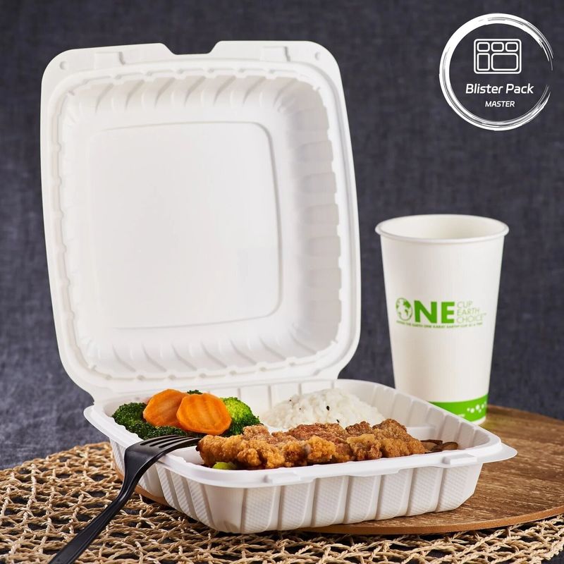 3 Compartiment Thermoforming Plastic Take Out Container Vierkante voor Fast Food / Warme maaltijden