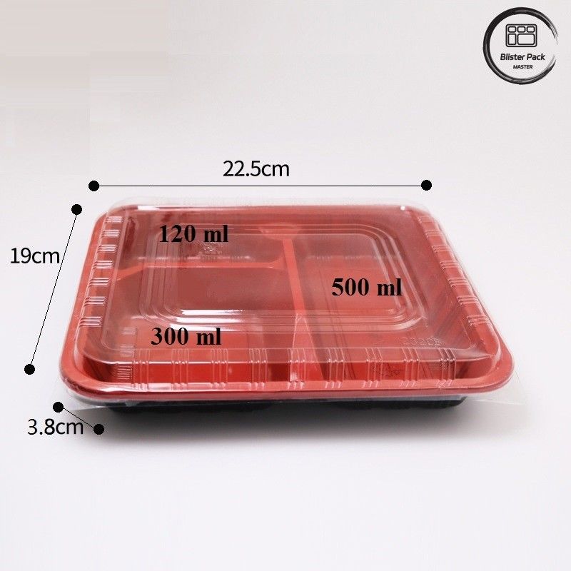 Eco-vriendelijk 3 Compartiment Bento Box Wegwerp PP Plastic Microwave And Refrigerator Safe
