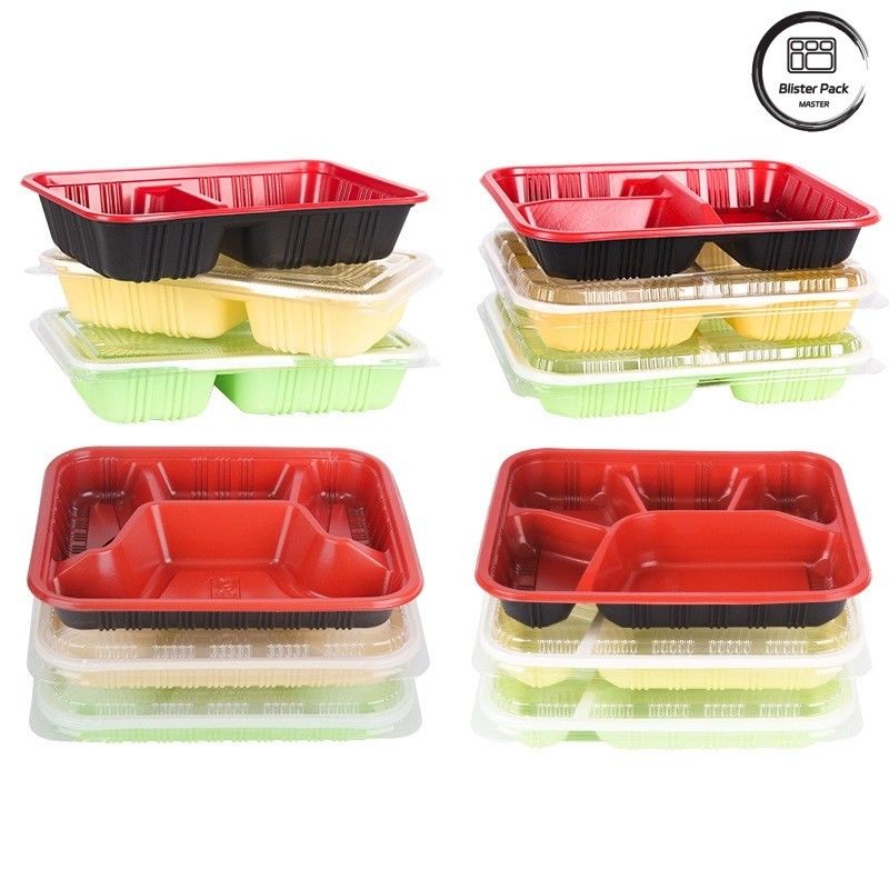Eco-vriendelijk 3 Compartiment Bento Box Wegwerp PP Plastic Microwave And Refrigerator Safe