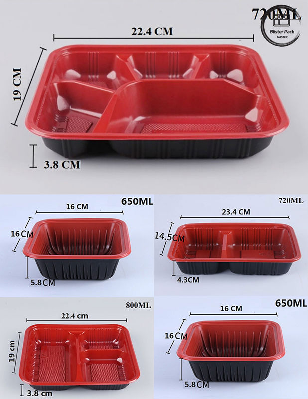 Eco-vriendelijk 3 Compartiment Bento Box Wegwerp PP Plastic Microwave And Refrigerator Safe