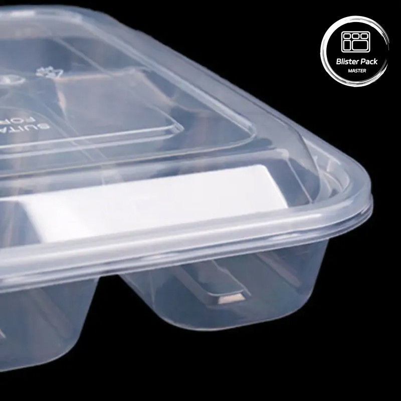 Transparante plastic maaltijdprep 6 compartiment wegwerpbento voor hotels en evenementen