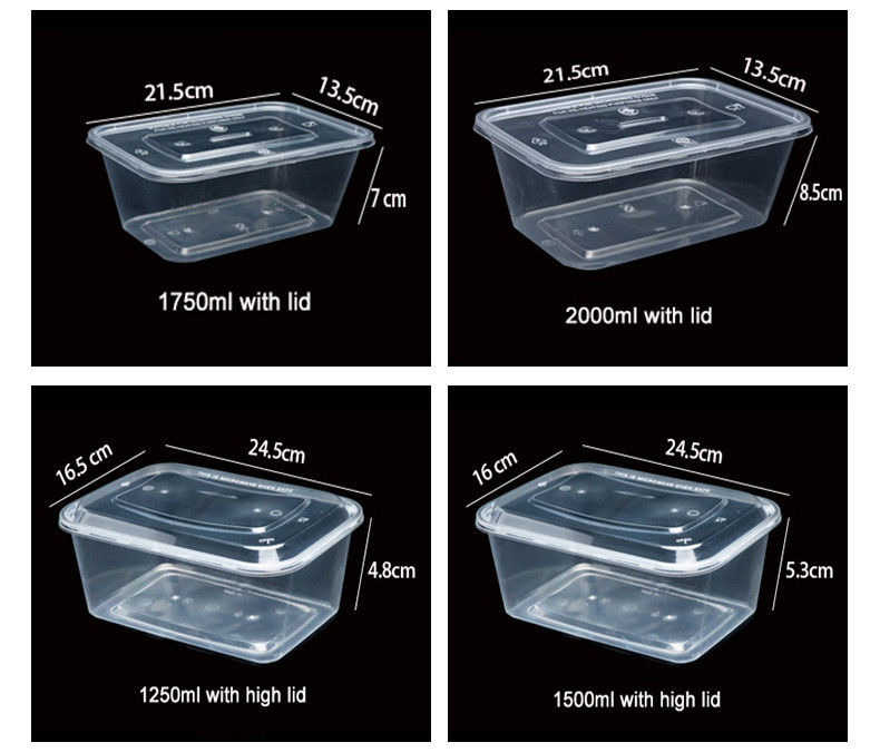 Transparante plastic maaltijdprep 6 compartiment wegwerpbento voor hotels en evenementen