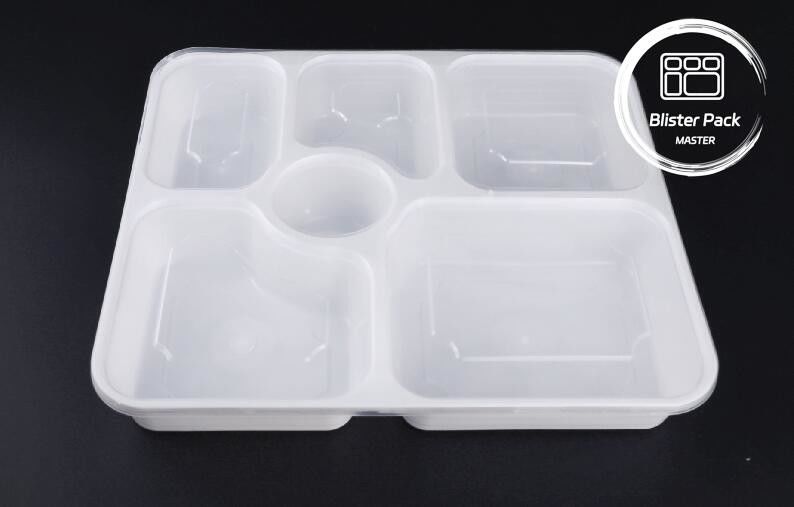 Microwave-afhaaldozen van kunststof met 2, 3, 4, 6 compartimenten Zwarte rechthoekige wegwerppotten