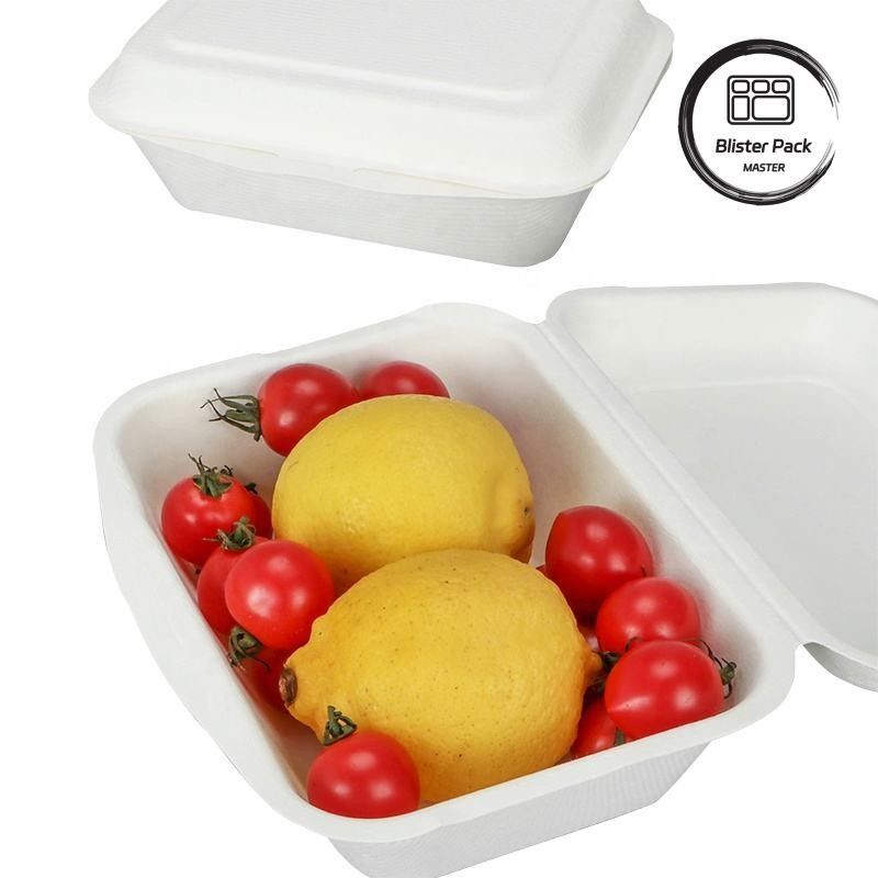 9-inch suikerriet bagasse Clamshell lunch box wegwerp- en biologisch afbreekbare voedselcontainer voor burgers en bakkerijen
