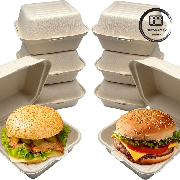 9-inch suikerriet bagasse Clamshell lunch box wegwerp- en biologisch afbreekbare voedselcontainer voor burgers en bakkerijen