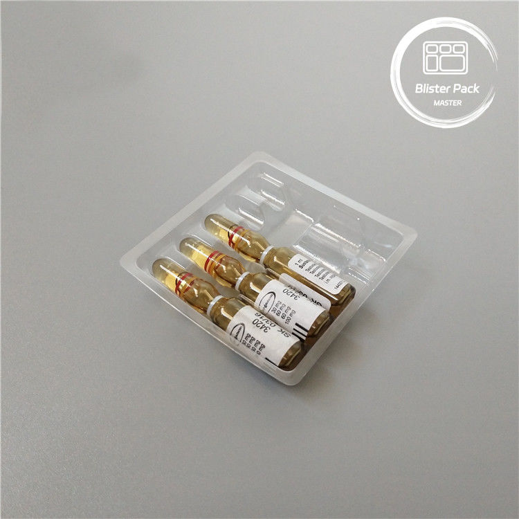 Op maat gemaakte Plastic Ampoule Medische Blister Verpakkingsbak voor 1 ml Vials Helder PVC Wegwerp
