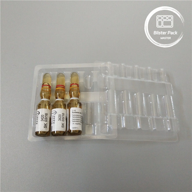 Op maat gemaakte Plastic Ampoule Medische Blister Verpakkingsbak voor 1 ml Vials Helder PVC Wegwerp