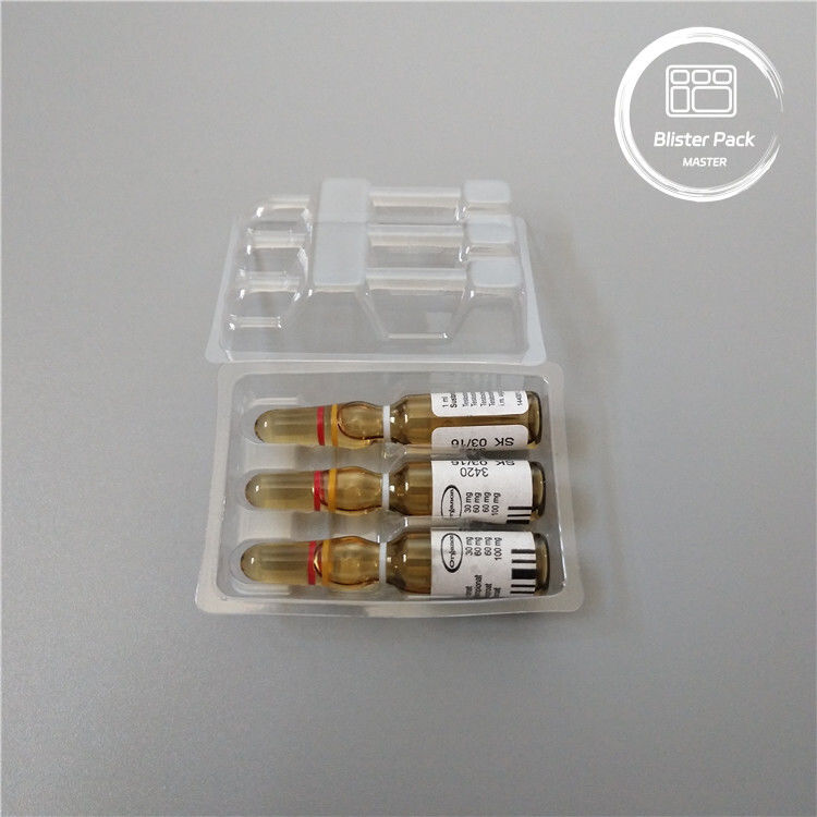 Op maat gemaakte Plastic Ampoule Medische Blister Verpakkingsbak voor 1 ml Vials Helder PVC Wegwerp