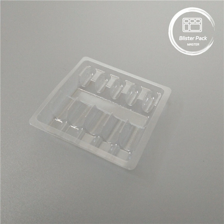 Op maat gemaakte Plastic Ampoule Medische Blister Verpakkingsbak voor 1 ml Vials Helder PVC Wegwerp