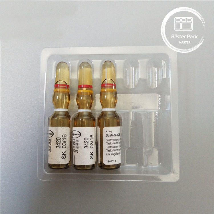 Op maat gemaakte Plastic Ampoule Medische Blister Verpakkingsbak voor 1 ml Vials Helder PVC Wegwerp