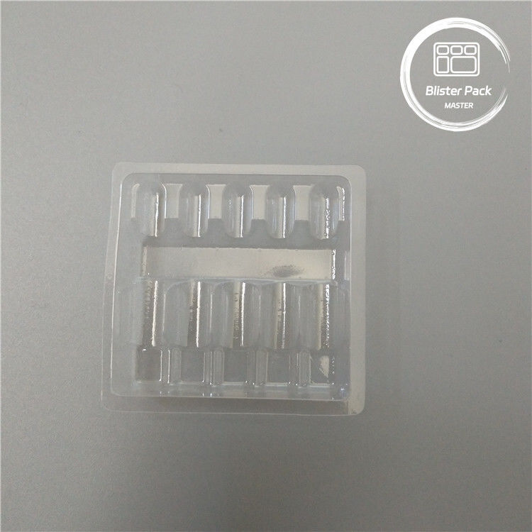 Op maat gemaakte Plastic Ampoule Medische Blister Verpakkingsbak voor 1 ml Vials Helder PVC Wegwerp
