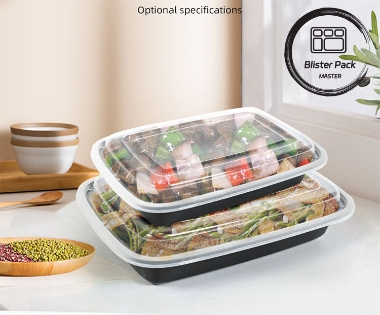 24/28/32 Oz Voorbereidingscontainers voor maaltijden Rechthoekige wegwerpkisten met deksels Bento-stijl