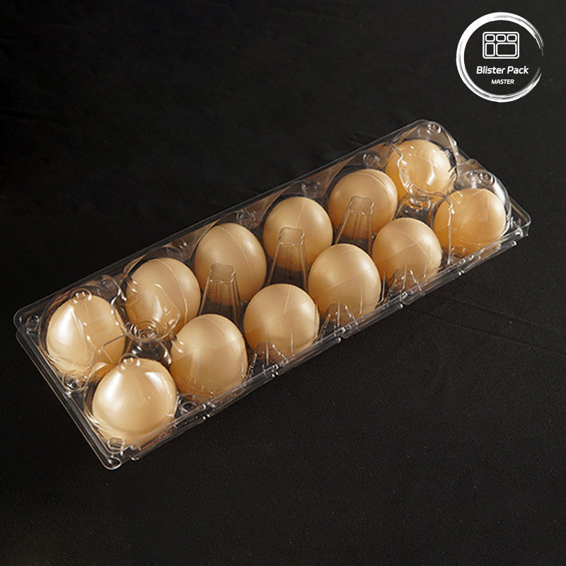 12 Cellen Transparent PET-eierenbak Aanpasbaar logo Plastic-eierenbak voor opslag