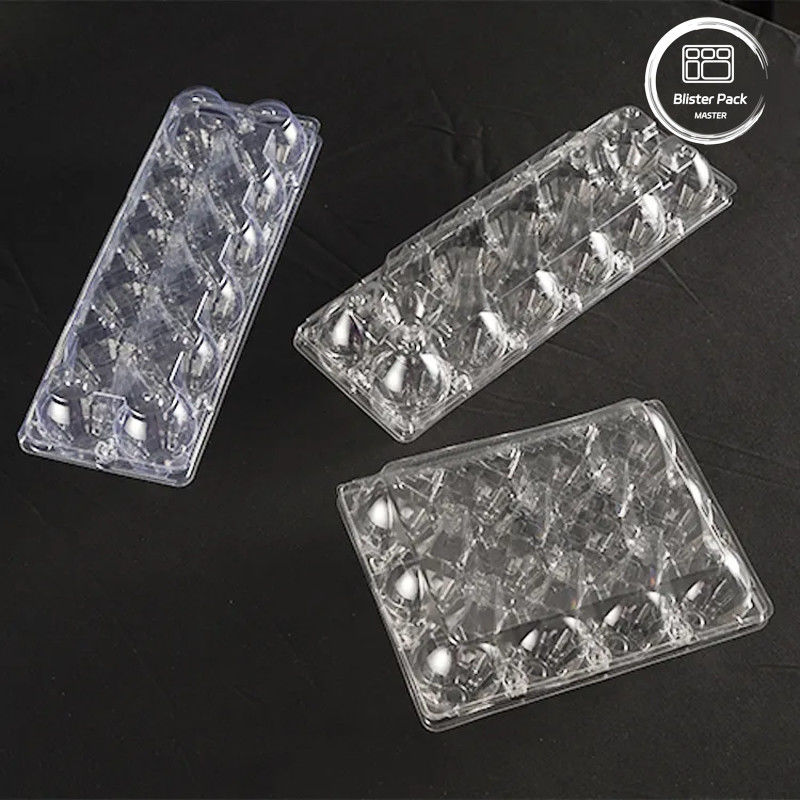 12 Cellen Transparent PET-eierenbak Aanpasbaar logo Plastic-eierenbak voor opslag