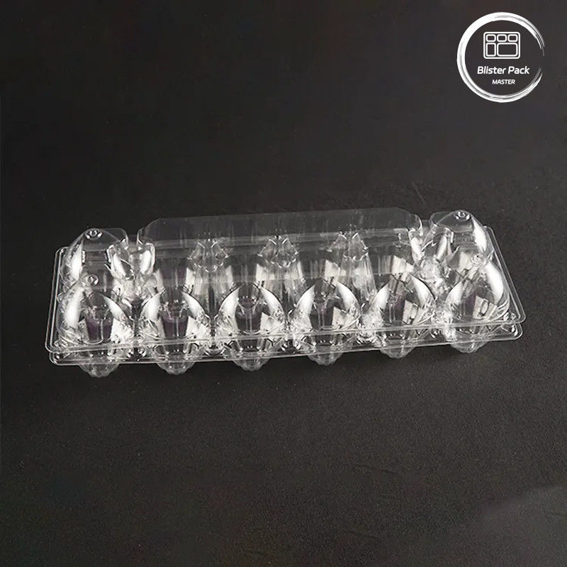 12 Cellen Transparent PET-eierenbak Aanpasbaar logo Plastic-eierenbak voor opslag