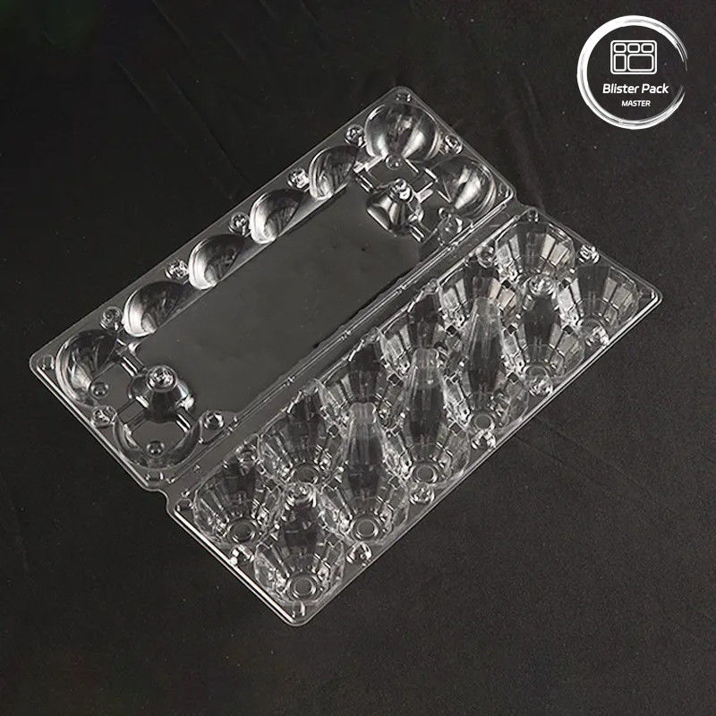 12 Cellen Transparent PET-eierenbak Aanpasbaar logo Plastic-eierenbak voor opslag
