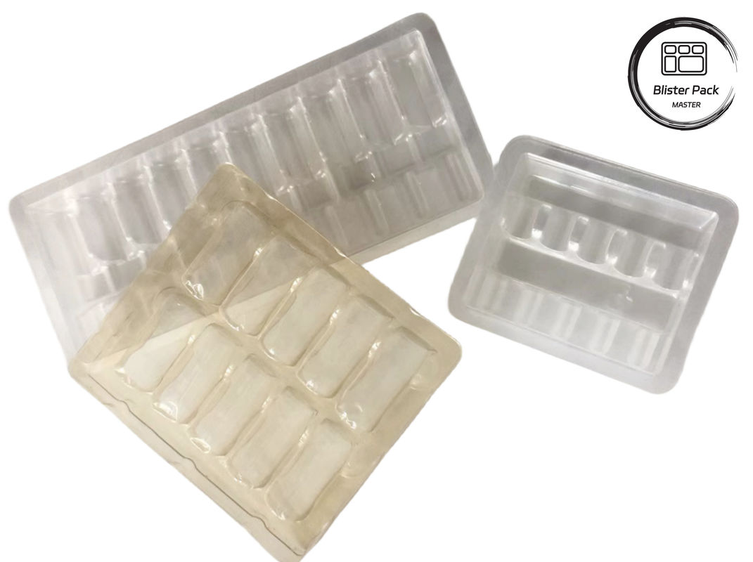 OEM & ODM PET vacuümvormende plasticschaaltje, aangepaste verpakking voor ampullen en flacons