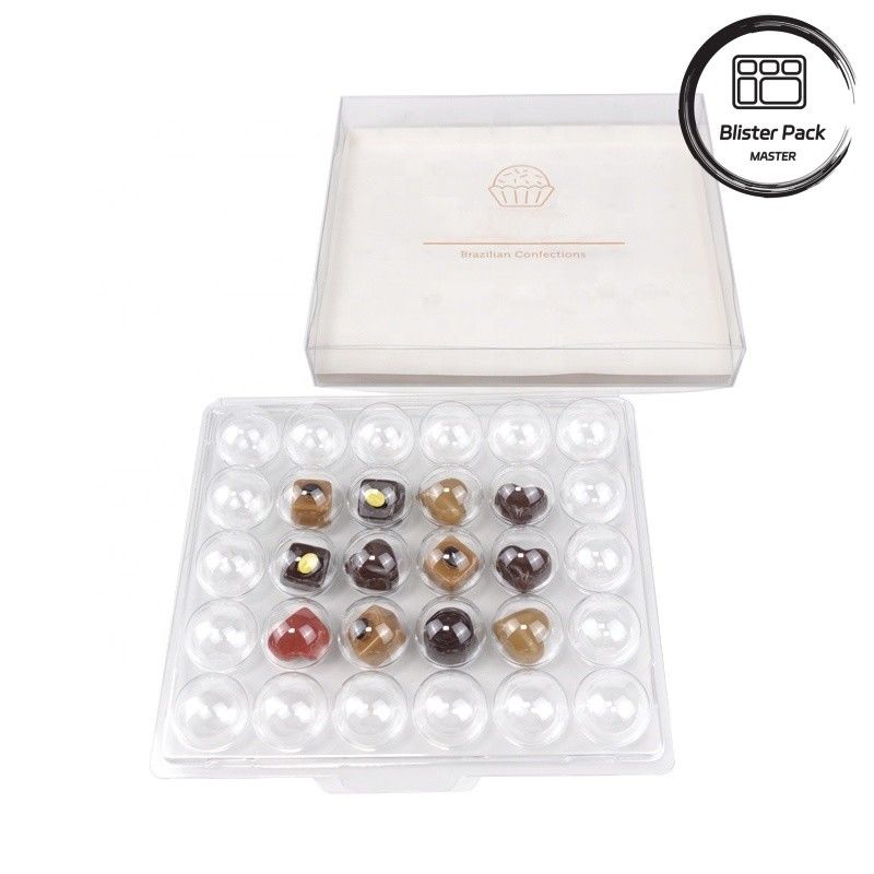 Groothandel Doorzichtige kunststof cadeaubon voor 4, 8, 15, 30 truffels Chocolade Hoogwaardige PET-transparante verpakking