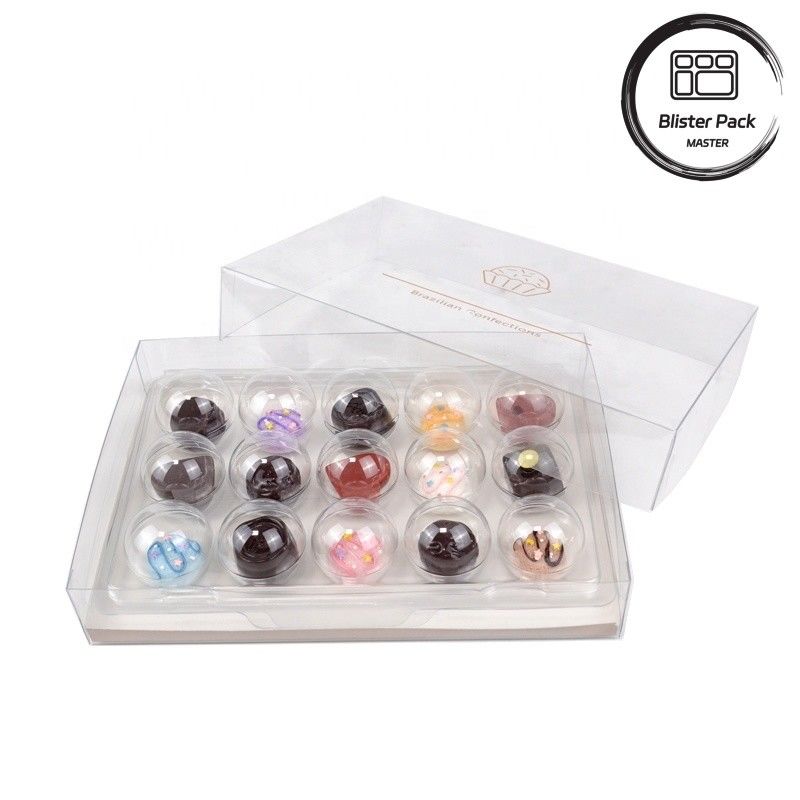 Groothandel Doorzichtige kunststof cadeaubon voor 4, 8, 15, 30 truffels Chocolade Hoogwaardige PET-transparante verpakking
