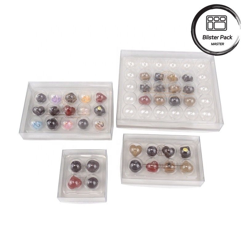 Groothandel Doorzichtige kunststof cadeaubon voor 4, 8, 15, 30 truffels Chocolade Hoogwaardige PET-transparante verpakking