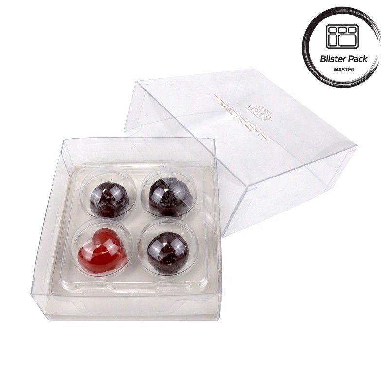Groothandel Doorzichtige kunststof cadeaubon voor 4, 8, 15, 30 truffels Chocolade Hoogwaardige PET-transparante verpakking