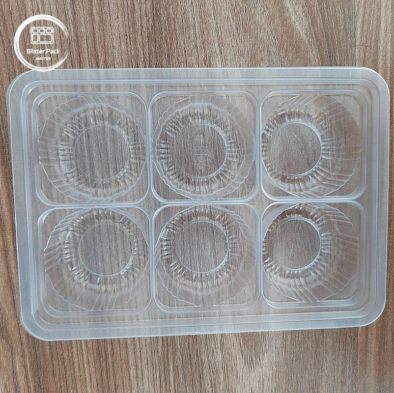 Eenmalige blaren transparante PP-plasticbak, 6-holte verpakking voor chocolade, snoep, mooncake, muffin en knoflook
