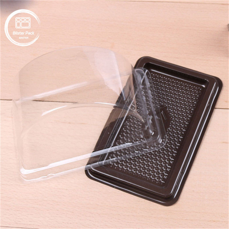 Op maat gemaakte halfcirkelvormige transparante plastic cakebak met deksel Koekjesverpakking met zegellabel