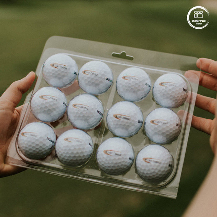 Op maat gemaakte 12-klare plastic blister-clamshellverpakkingen voor golfballen, groothandelsverpakkingen voor beeldschermen