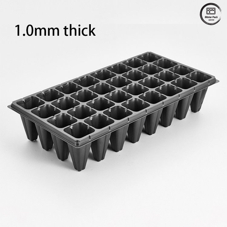 32-cellen plastic zaadbak, vacuümvormd voor zaadgroei, zwarte zaadbak