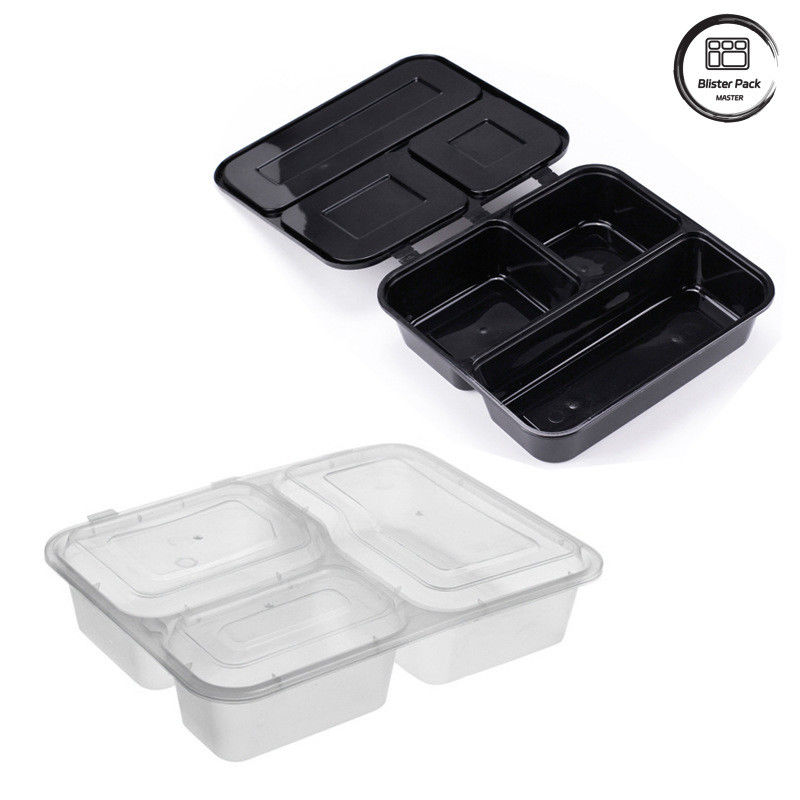 1-4 Compartimenten Wegwerp zwarte lunchbox Microwave Safe lekbestendig ontwerp voor voedselverpakkingen