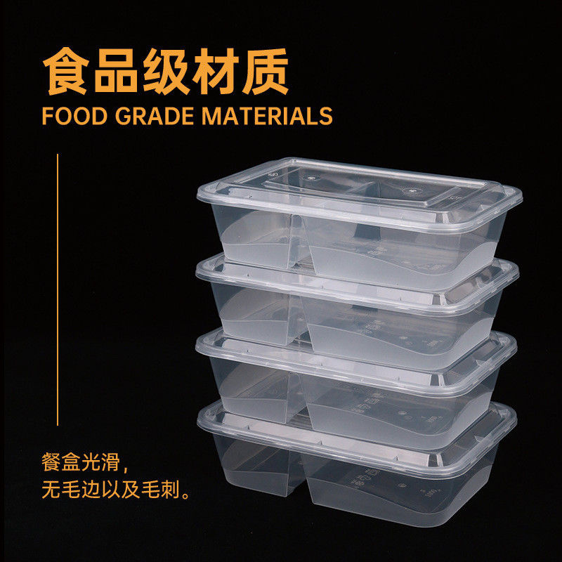 Wegwerpbare tweecompartiment voedselcontainer PP Plastic Bento lunchbox voor bestelling
