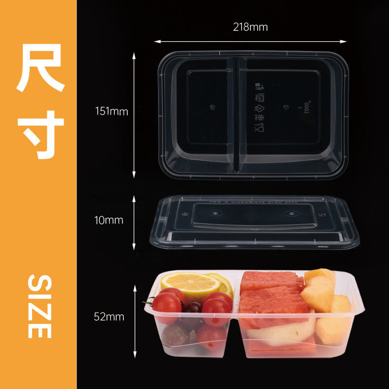 Wegwerpbare tweecompartiment voedselcontainer PP Plastic Bento lunchbox voor bestelling